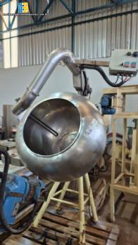 Biasinox 250-liter stainless steel coating pan with internal blades and hot air blower.