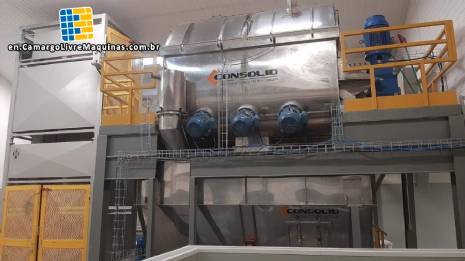 Mixer for powdered products with screw conveyor, receiving silo and centrifugal sieve Consolid