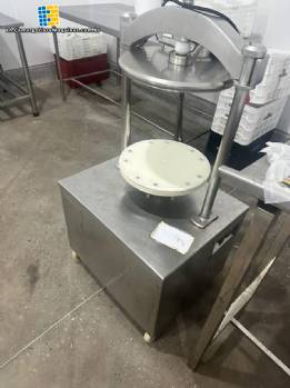 Hydraulic sausage stuffer with 2 stainless steel nozzles for sausages. Precision Stainless Steel