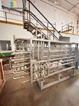 FAMONTE stainless steel spiral tubular pasteurizer, 3,500 liters per hour, for fruit pulp, juices, dairy products, and dairy products.