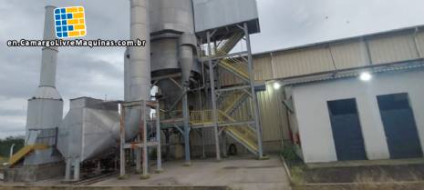 Termopros stainless steel spray dryer with atomizer and a product output of 1,900 kg per hour. Termopros stainless steel spray dryer with atomizer and a product output of 1,900 kg per hour.